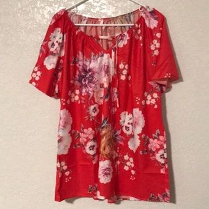 Rosegal red flowered blouse. NWOT
